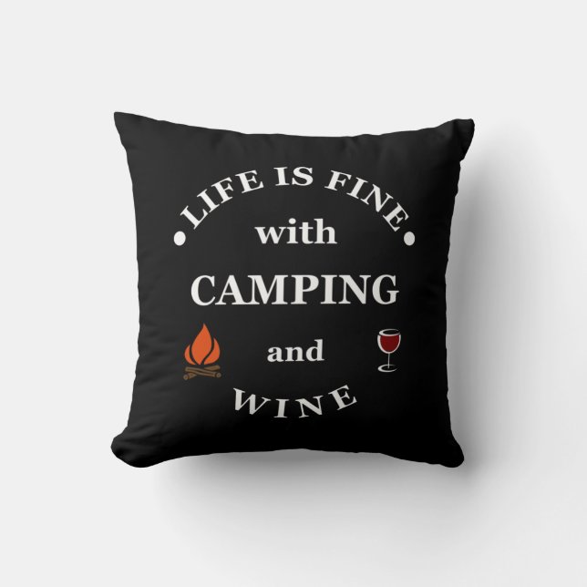 Coussin Camping de fond et les paroles de vin (Recto)