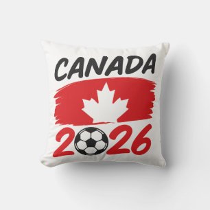 Coussin Canada 2026 Conception de fan de soccer avec feuil