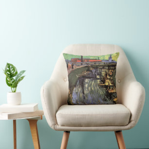 Coussin Canal avec des femmes lavant par Vincent van Gogh