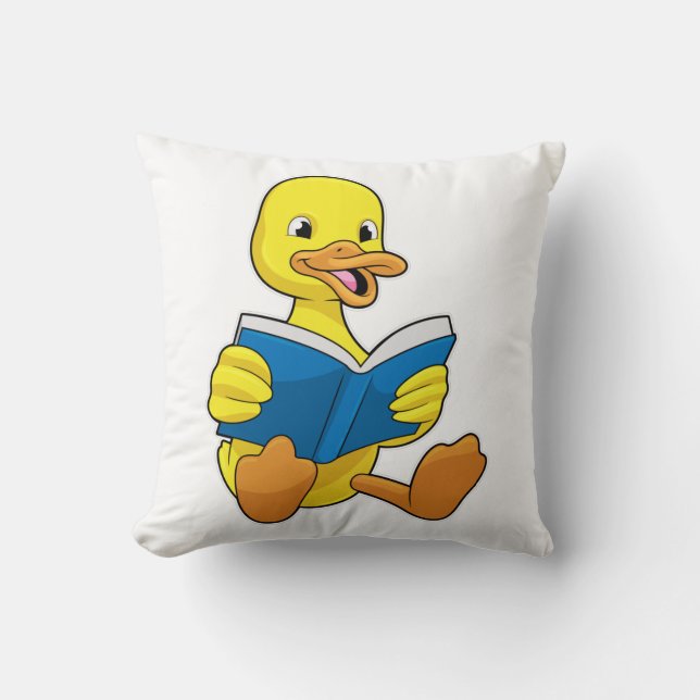 Coussin Canard à la lecture avec livre (Recto)