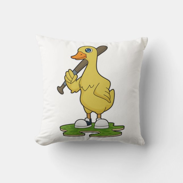Coussin Canard au baseball avec une batte de baseball (Recto)