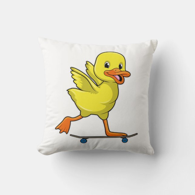 Coussin Canard comme patineur avec skateboard (Recto)