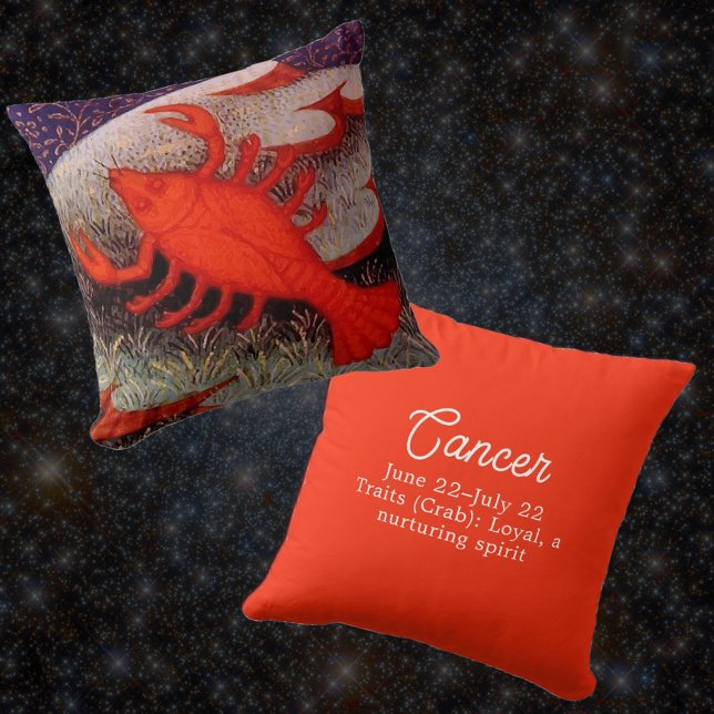 Coussin Cancer le crabe signe zodiaque fête d'anniversaire (Créateur téléchargé)