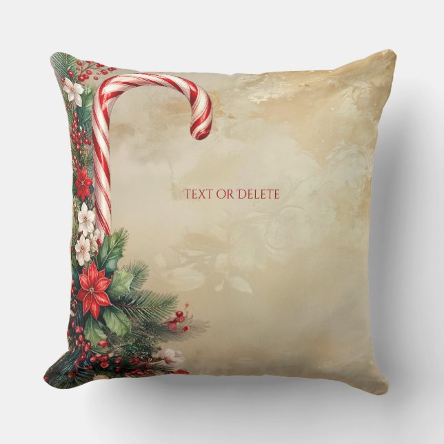 Coussin Candy Cane Christmas Holiday Throw Pillow (Recto)