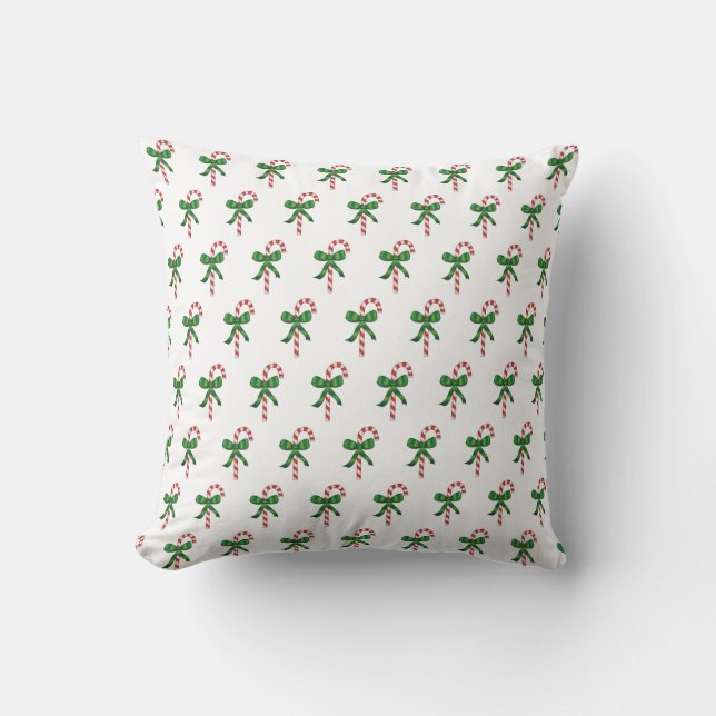 Coussin Candy Cane Pattern Christmas Holiday Pillows (Recto)