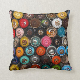 Coussin Canettes à peinture en aérosol, graffiti,