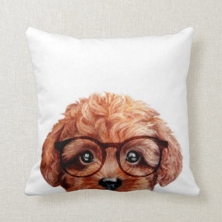 Coussin Caniche de jouet Brown avec des verres