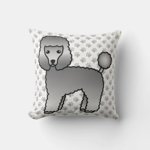 Coussin Caniche jouet gris Chien de dessin animé mignon