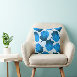 Coussin Canna Tropicanna Feuilles tropicaux en bleu