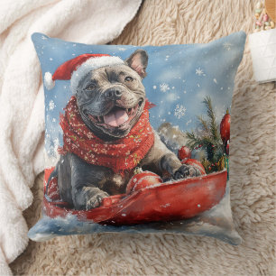Coussin Canne Corso Dog in Sledge Let It Neige Noël