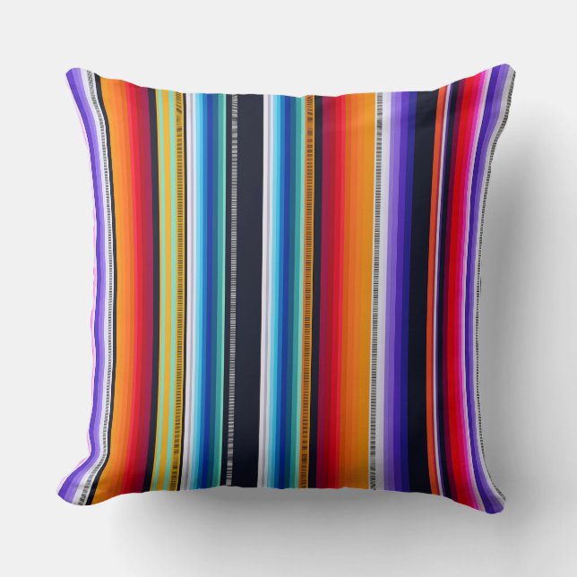 Coussin Cantina serape stripes multicolor pattern (Recto)