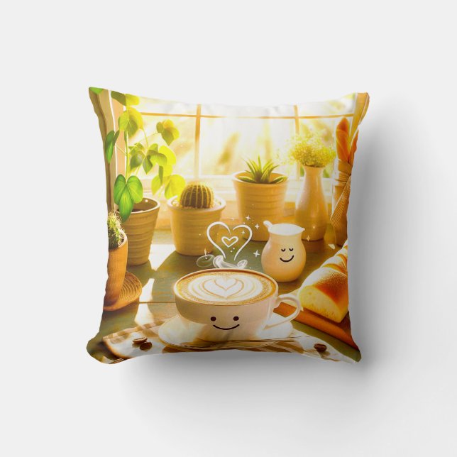 Coussin Cappuccino calme et réconfortant matin (Recto)