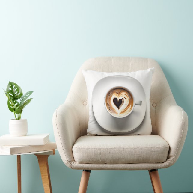 Coussin Cappuccino Du Coeur En Coupe De Café Blanc (Chaise)