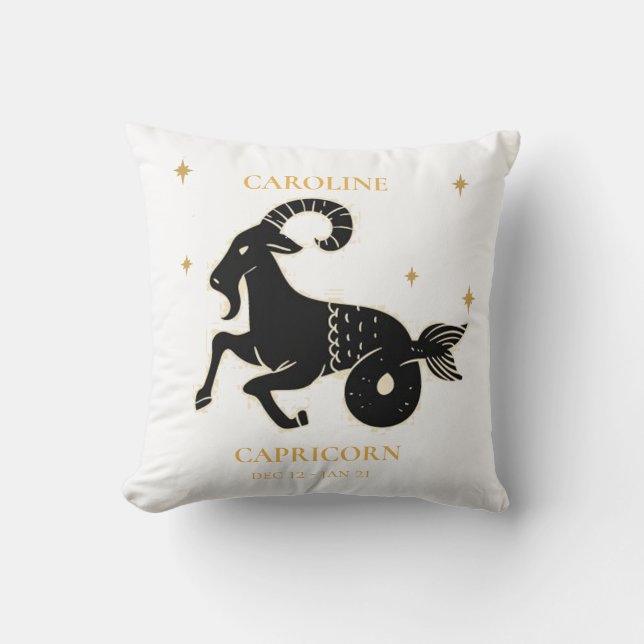 Coussin Capricorne Astrological Zodiac Signet Nom Cadeau (Recto)