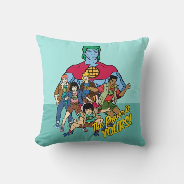 Coussin Captain Planet Group Graphic - La Puissance Est À  (Recto)