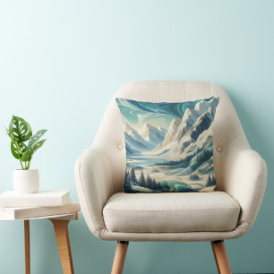 Coussin Capturer Art Hiver Scène & Cristaux de neige et de