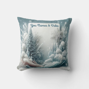 Coussin Capturer Art Hiver Scène & Cristaux de neige et de