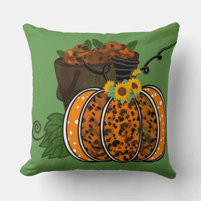 Coussin Capuchon de pommes Citrouille orange (Recto)