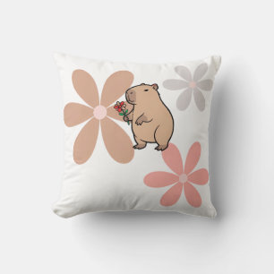 Coussin Capybara Mignon Avec Fleur