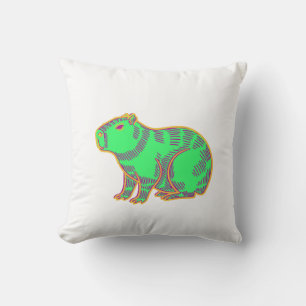Coussin Capybara Néon – Animal Coloré Mignon