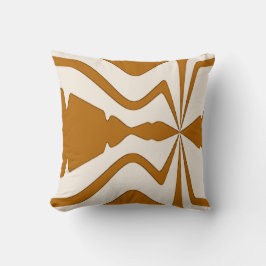 Coussin Caramel Tan Beige Abstrait Sound Wave Design