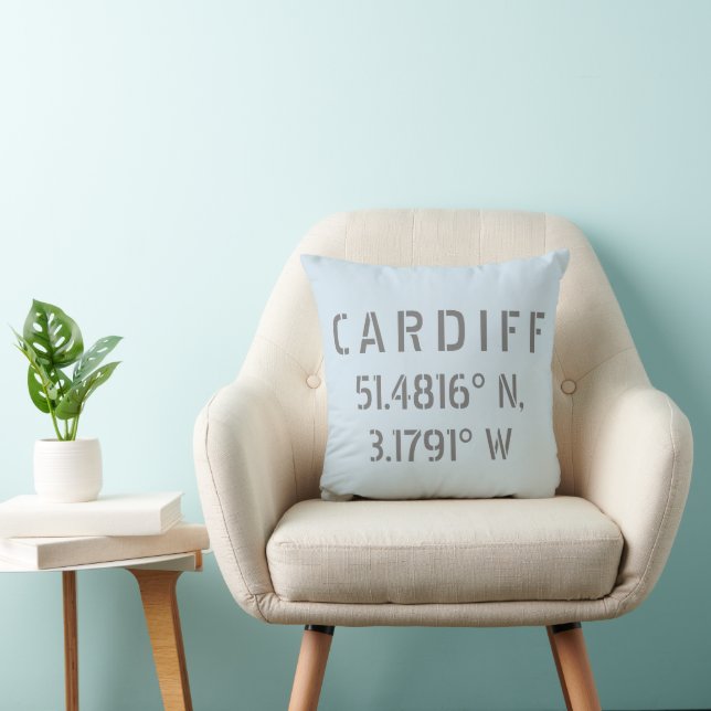Coussin Cardiff Pays de Galles Latitude & Longitude (Chaise)