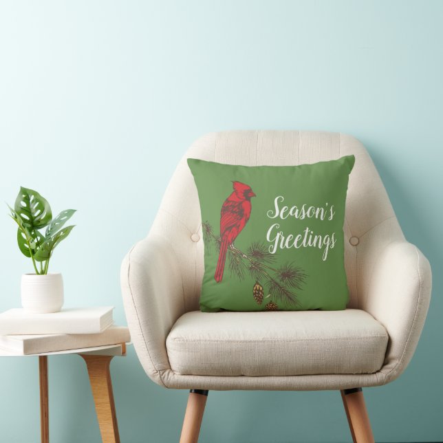 Coussin Cardinal d'hiver rouge personnalisé (Chaise)