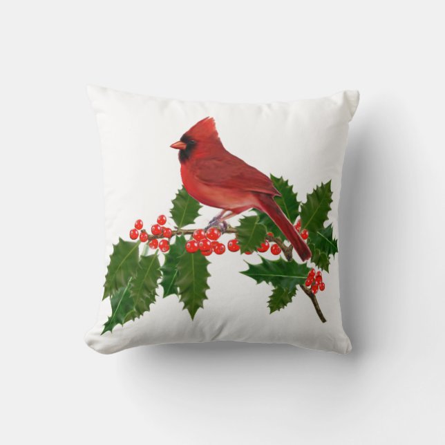 COUSSIN CARDINAL ROUGE ÉTÉ PERCHÉ SUR LE HOUX (Recto)