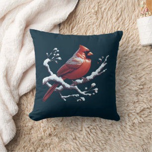 Coussin Cardinal rouge personnalisé sur une branche d'arbr
