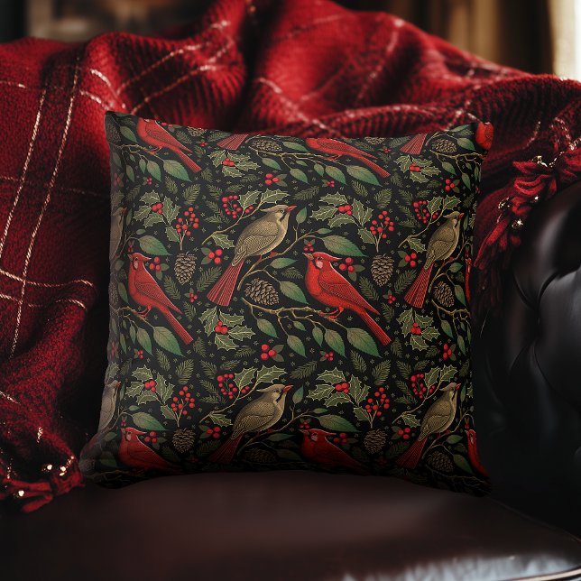 Coussin Cardinaux de Noël sombres et maussades (Créateur téléchargé)