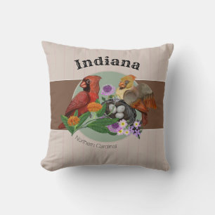 Coussin Cardinaux du Nord de l'Indiana avec des Plantes au