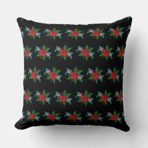 Coussin Caricature à fleurs d'Hibiscus sur de mignons coli