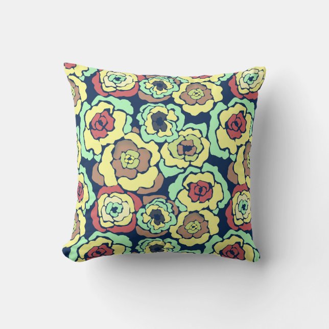 Coussin Caricature abstraite sans couture fleurs fleurie m (Recto)