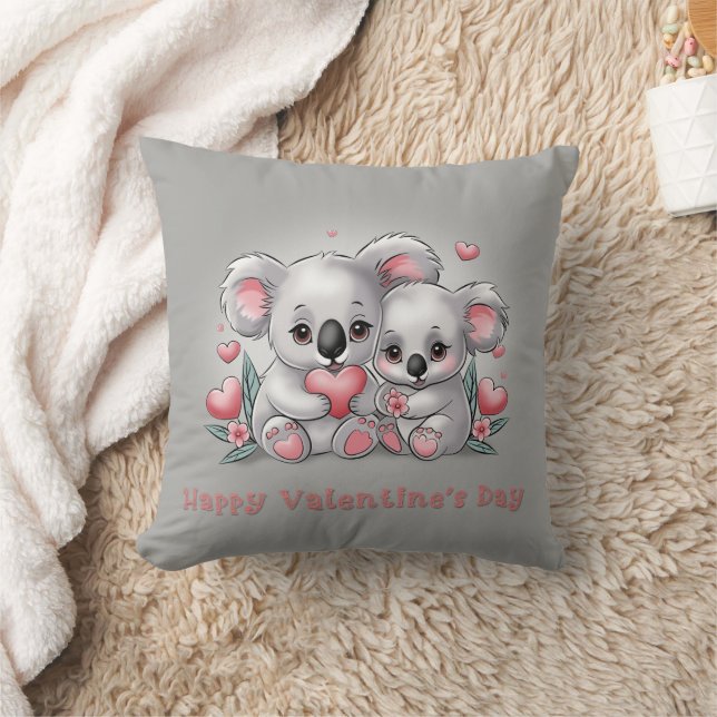Coussin Caricature adorée Koala Coeurs Saint Valentin (Couverture)