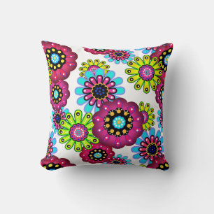 Coussin Caricature amusante Abstraite fleurs fleuris enfan