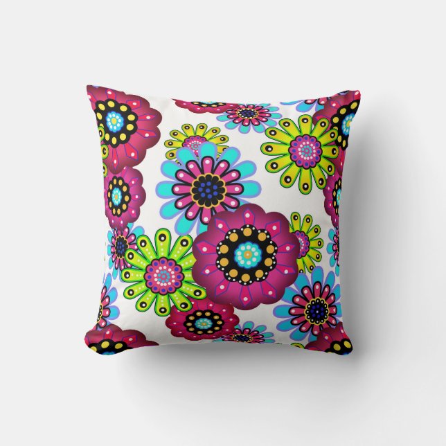 Coussin Caricature amusante Abstraite fleurs fleuris enfan (Recto)