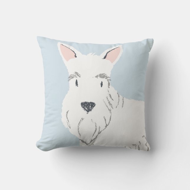 Coussin Caricature blanche mignonne Scottish Terrier très  (Recto)