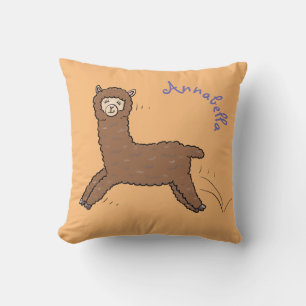 Coussin Caricature d'alpaga brun joli