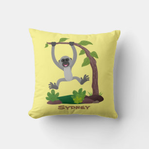 Coussin Caricature de bande de gibbon joyeux