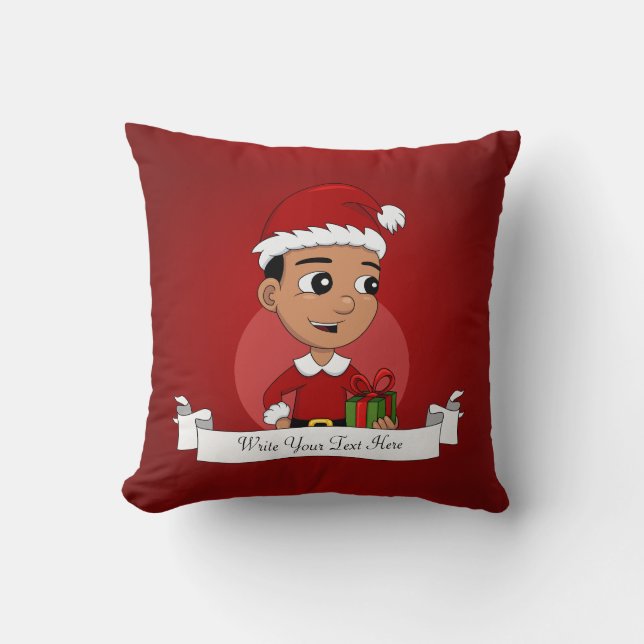 Coussin Caricature de garçon de Noël hispanique (Recto)