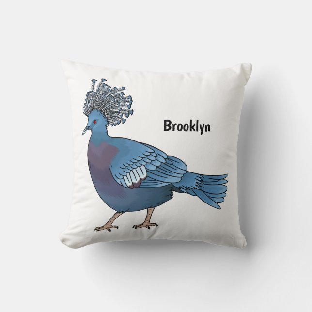 Coussin Caricature de l'oiseau pigeon couronné Victoria (Recto)