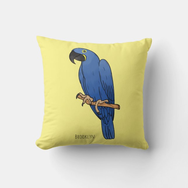Coussin Caricature d'oiseau macaw Hyacinth (Recto)