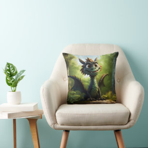 Coussin Caricature Dragon Vert