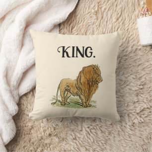 Coussin Caricature du roi de la jungle de Lion, Bold Wildl