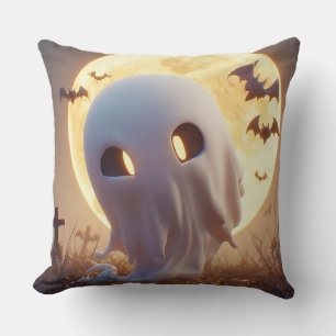 Coussin Caricature éffrayante Fantôme Avec Chauves-souris