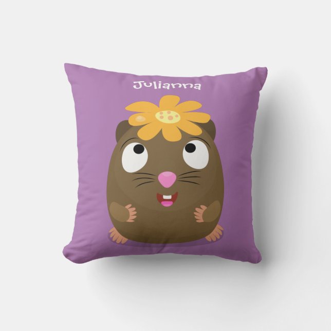 Coussin Caricature joyeuse de cobaye mignonne (Recto)