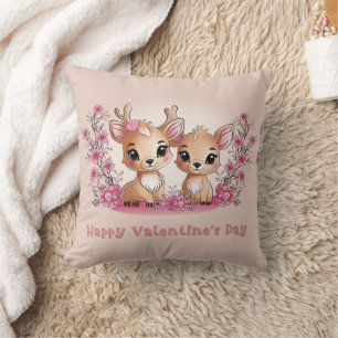 Coussin Caricature mignonne Bambi Les amoureux Coeurs Sain