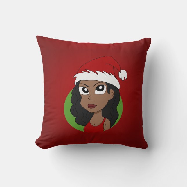 Coussin Caricature pour fille de Noël (Recto)