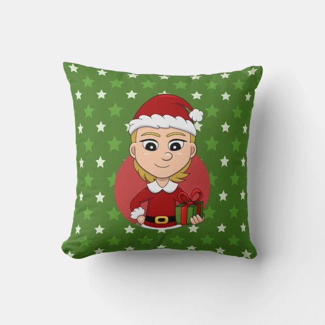 Coussin Caricature pour fille de Noël Lancer l'oreiller (Recto)