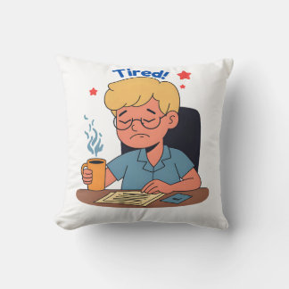 Coussin Caricature pour travailleur de bureau fatigué - Ca